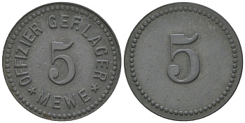 Меве (Померания) 5 пфеннигов ND лагерь для военнопленных офицеров Men05 16734.3, Men18 21000.3 цинк 4617-911