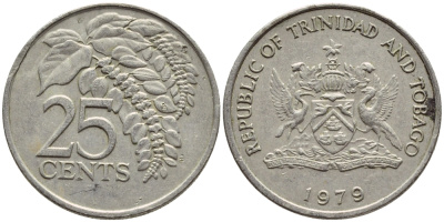 Тринидад и Тобаго 25 центов 1979 цветок дикая пуансеттия KM 32 медно-никель 4396-745