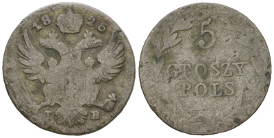 Польша 5 грошей 1826 C 111 серебро 4532-843