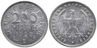 ГЕРМАНИЯ 200 МАРОК 1923 E KM 35, J. 304 алюминий 24-837