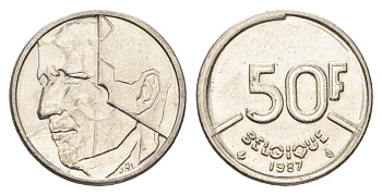 Бельгия 50 франков 1987 Belgique, Бодуэн I (1951-1993) KM 168 никель 4706-114
