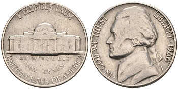 США 5 центов 1966 Джефферсон KM А192 медно-никель 92-1137