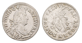 Франция 4 соля 2 денье 1692 A, Людовик XIV (1643-1715) KM 281 серебро 1520-912