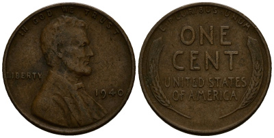 США 1 цент 1940 Линкольн KM 132 бронза 4164-816