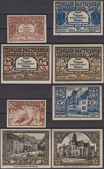Кведлинбург-Ланд полный набор из 4 нотгельдов (5, 10, 25 и 50 пфеннигов) 1923 бумага UNC (пресс) 7556-14-3-1