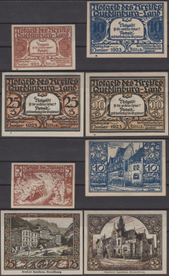 Кведлинбург-Ланд полный набор из 4 нотгельдов (5, 10, 25 и 50 пфеннигов) 1923 бумага UNC (пресс) 7556-14-3-1