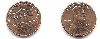 США 1 ЦЕНТ 2011 ЛИНКОЛЬН KM NEW цинк плакированный медью UNC 179-632