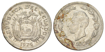 Эквадор 1 сукре 1974 KM 83 сталь плакированная никелем 4628-942