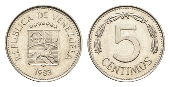 Венесуэла 5 сентимо 1983 Y 49a сталь плакированная никелем aUNC 4664-654