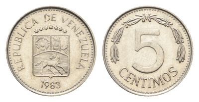 Венесуэла 5 сентимо 1983 Y 49a сталь плакированная никелем aUNC 4664-654
