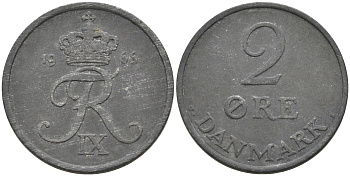 ДАНИЯ 2 ЭРЕ 1966 C; S, ФРЕДЕРИК IX (1947-1972) KM 840.2 цинк 4566-426