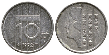 НИДЕРЛАНДЫ 10 ЦЕНТОВ 1992 БЕАТРИКС KM 203 никель 4383-1114