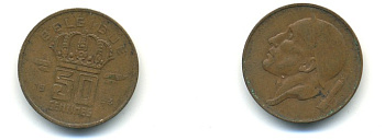 БЕЛЬГИЯ 50 САНТИМОВ 1979 BELGIE, БОДУЭН I (1951-1993) KM 149.1 бронза 80-933