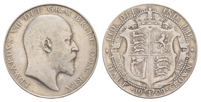 Великобритания 1/2 кроны 1909 Эдуард VII (1901-1910) KM 802, Spink 3980 серебро 1520-1442