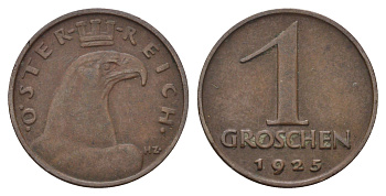 Австрия 1 грош 1925 KM 2836 бронза 4684-821