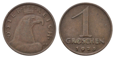 Австрия 1 грош 1925 KM 2836 бронза 4684-821