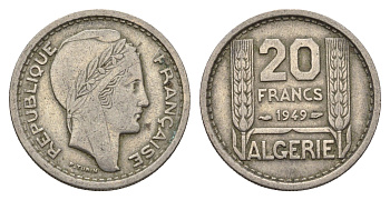Алжир 20 франков 1949 KM 91 медно-никель 4119-1243