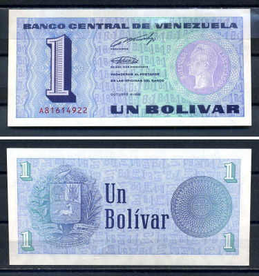 Венесуэла 1 боливар 1989 Pick 68 бумага UNC (ПРЕСС) 8622-20-1-2