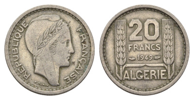 Алжир 20 франков 1949 KM 91 медно-никель 4119-1243