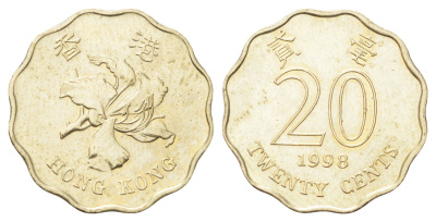 Гонконг 20 центов 1998 KM 67 никель латунь UNC 4701-238