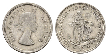 ЮАР 1 шиллинг 1955 Елизавета II (1952-2022) KM 49 серебро 4681-1237