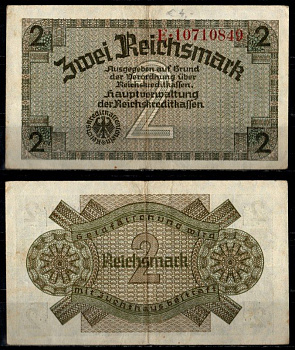 Германия 2 рейхсмарки ND (1940-1945) Pick R137 b бумага 8621-38-3-1