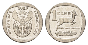 ЮАР 1 ранд 2009 KM 468 медь плакированная никелем 4627-535