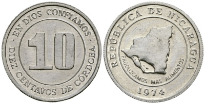 Никарагуа 10 сентаво 1974 ФАО KM 29 алюминий 4136-823