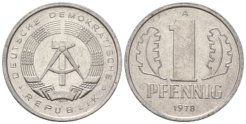ГДР 1 пфенниг 1978 А KM 8.2 алюминий 4623-336
