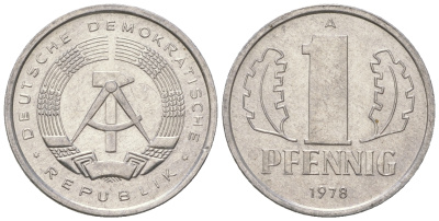 ГДР 1 пфенниг 1978 А KM 8.2 алюминий 4623-336