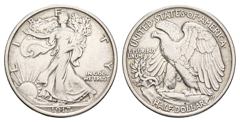 США 1/2 доллара (50 центов) 1917  KM 142 серебро    5010-1733