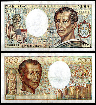 Франция 200 франков 1987 Pick 155 b бумага 7198-11-1-2