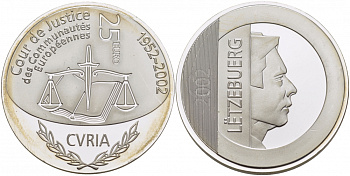 Люксембург 25 евро 2002 Европейский суд по правам человека KM 83 серебро  PROOF 11-268-42