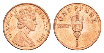 Гибралтар 1 пенни 2005 KM 1079 сталь плакированная бронзой aUNC 4651-923