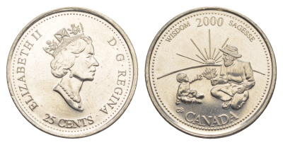 Канада 25 центов 2000 Миллениум - Мудрость KM 378 сталь плакированная никелем UNC 4637-927