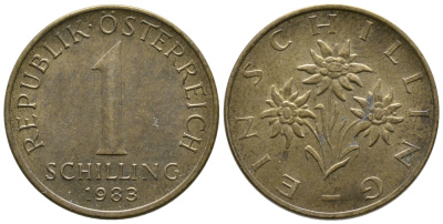 АВСТРИЯ 1 ШИЛЛИНГ 1983 KM 2886 алюминиевая бронза 36-831