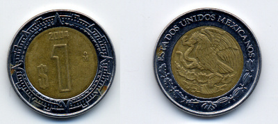 Мексика 1 песо 2004 KM 603 биметалл 57-123