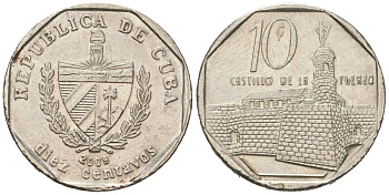 Куба 10 сентаво 2008 KM 576.2, JMA MC20, Schoen 714 сталь плакированная никелем aUNC 4618-453