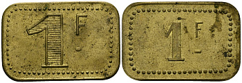 Франция 1 франк ND ресторанный жетон латунь 4166-137