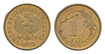 Польша 1 грош 1990 Y 276 марганец латунь UNC 4627-831