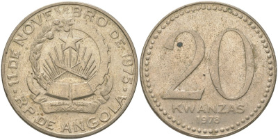 Ангола 20 кванз 1978 KM 87 медно-никель 4620-727