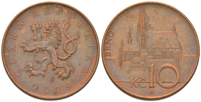 Чехия 10 крон 2009 b’, кафедральный собор в Брно KM 4 сталь плакированная медью 4592-953