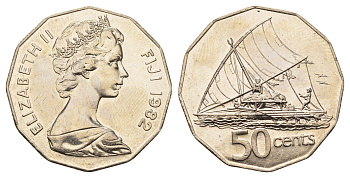 Фиджи 50 центов 1982 KM 36 медно-никель UNC 4140-615