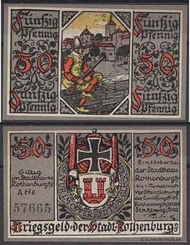 Ротенбург на Таубере 50 пфеннигов 1918 Grabowski R48.1d бумага UNC (пресс) 2193-46-3-1