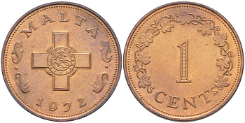 Мальта 1 цент 1972 KM 8 бронза 4519-625