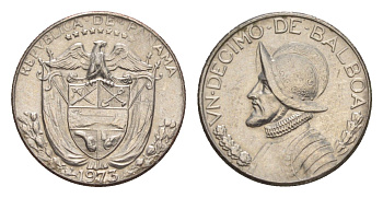 Панама 1/10 бальбоа (10 сентесимо) 1973 KM 10 медь плакированная медно-никелем UNC 4644-148