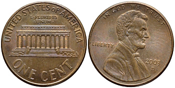 США 1 ЦЕНТ 2003 D, ЛИНКОЛЬН KM 201b цинк плакированный медью 4396-465