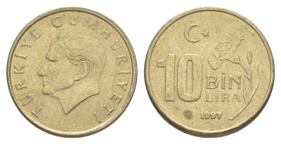 Турция 10000 лир 1997 Кемаль Ататюрк KM 1027.1 медь цинк никель 4648-912