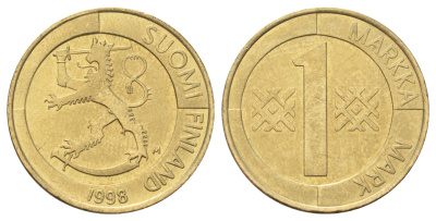 Финляндия 1 марка 1998 KM 76 алюминиевая бронза 4666-831