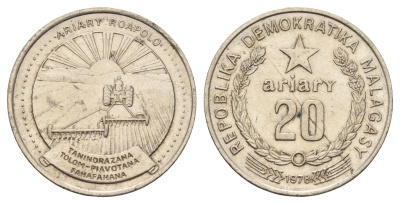 Мадагаскар 20 ариари 1978 год-тип KM 14 никель 4672-144